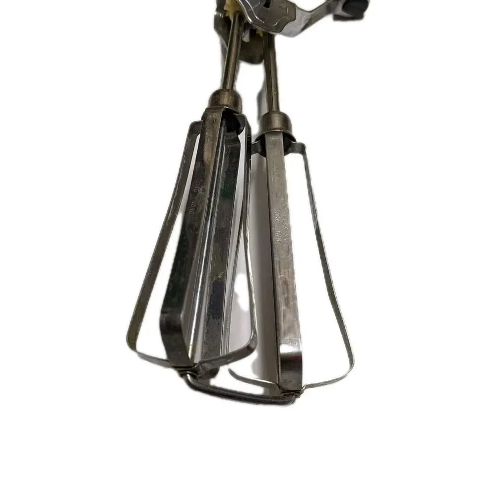 Vintage Black & Silver Stainless Steel Mid Century Hand Mixer Rare